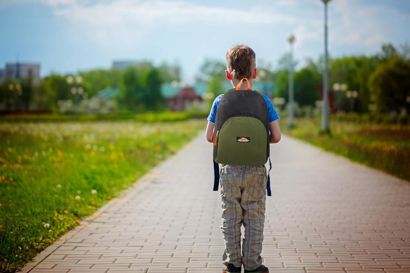 Trailmaker Color Block Backpacks for School Boys and Girls, 15 Inch Two Tone Colorful Small Travel Backpack for Kids (Green) - Image 5